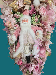 Pink Victorian Santa Christmas Large Swag Wreath ( Free Shipping)