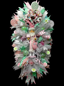 Pink Nutcracker Christmas Swag Wreath Free Shipping