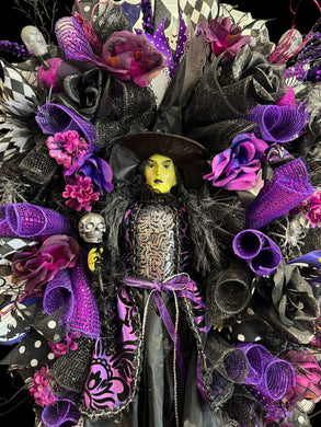 Halloween  Purple Witch Wreath -  Halloween Swag Wreath Witch Doll (Free Shipping)