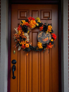 Halloween Jack o Lantern Wreath    Budget Friendly Halloween Farmhouse style Wreath