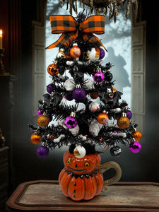 Halloween Christmas Tree Black Jack o Lantern Tree with Orange Lights (Free Shipping)