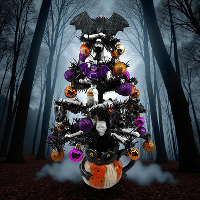 Halloween Christmas Tree Black Bat Tree with Orange Lights (Free Shipping)