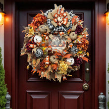 Country Fall Wreath Farmhouse Style Buffalo Check Welcome Wreath (Free Shipping)