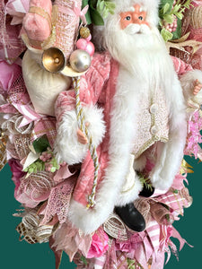 Pink Victorian Santa Christmas Large Swag Wreath ( Free Shipping)