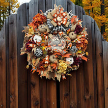 Country Fall Wreath Farmhouse Style Buffalo Check Welcome Wreath (Free Shipping)