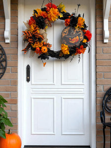 Halloween Jack o Lantern Wreath    Budget Friendly Halloween Farmhouse style Wreath