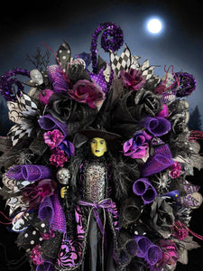 Halloween  Purple Witch Wreath -  Halloween Swag Wreath Witch Doll