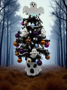 Halloween Christmas Tree  Scary Ghost Tree with White Skull Lights (Free Shipping)