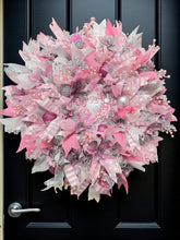 Victorian Santa Christmas Wreath Pink & Silver