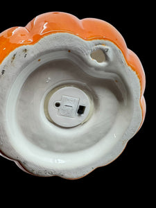 Halloween Lighted Stacked Pumpkins - Ceramic - White Ghosts - 12.5" tall Battery Free Shipping