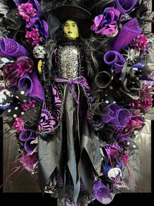 Halloween  Purple Witch Wreath -  Halloween Swag Wreath Witch Doll