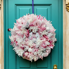 Pink & White Snowman Christmas Wreath Victorian Wreath
