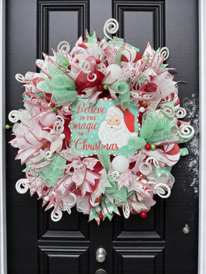 Christmas Santa Wreath Christmas Believe in the Magic of Christmas