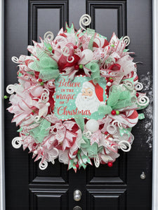 Christmas Santa Wreath Christmas Believe in the Magic of Christmas