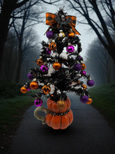 Halloween Christmas Tree Black Jack o Lantern Tree with Orange Lights (Free Shipping)