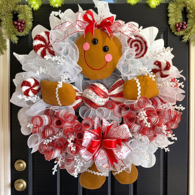Gingerbread Man Christmas Wreath Christmas Candy Wreath