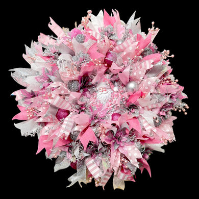 Victorian Santa Christmas Wreath Pink & Silver