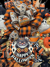 Vintage Halloween Black Cat Wreath -  Halloween Orange & Black Wreath Vintage Look