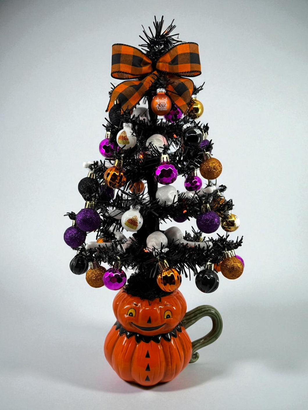 Halloween Christmas Tree Black Jack o Lantern Tree with Orange Lights (Free Shipping)