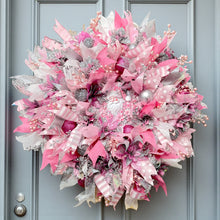 Victorian Santa Christmas Wreath Pink & Silver