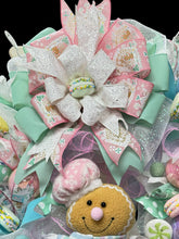 Pink Gingerbread Man Christmas Wreath With Pastel Colors