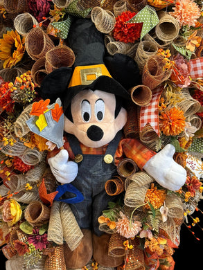 Fall Mickey Mouse  Wreath -  Fall Swag Wreath  (Free Shipping)