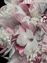 Pink & White Snowman Christmas Wreath Victorian Wreath