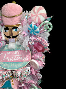 Pink Nutcracker Toy Solider Large Christmas Swag Wreath Free Shipping