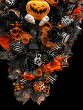 Halloween Jack Swag Wreath  ~ Large Halloween Front Door Swag Wreath Orange & Black Scary Wreath (Free Shipping)