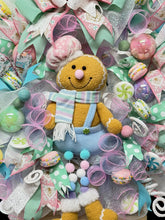 Pink Gingerbread Man Christmas Wreath With Pastel Colors